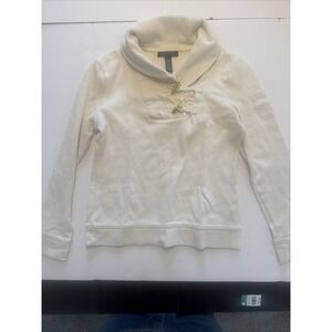 Lauren Ralph Lauren White Cowl Neck Long Sleeve Top Womens Medium